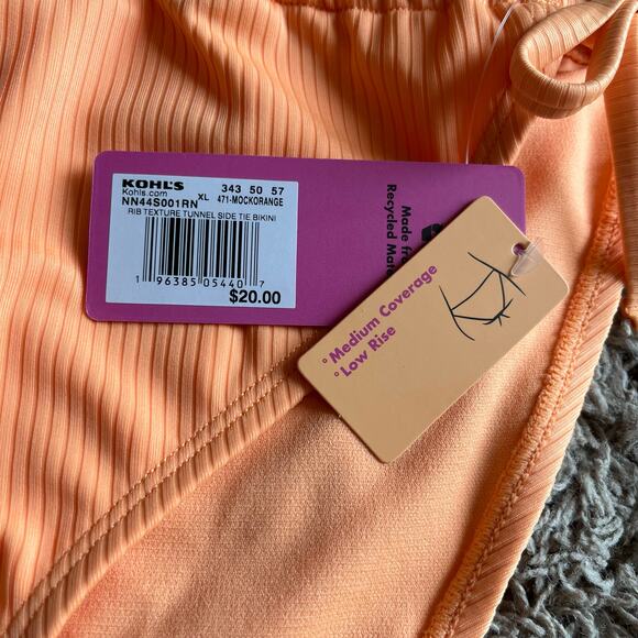 NWT! Juniors' Ninety-Nine° Tunnel Side-Tie Orange Bikini Bottoms Size X-Large - Picture 5 of 6